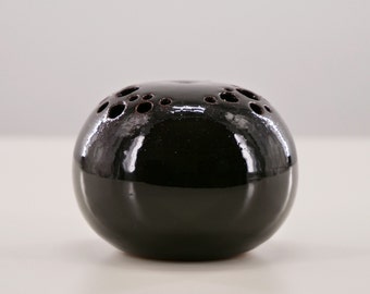 Ceramic brown flower frog vase