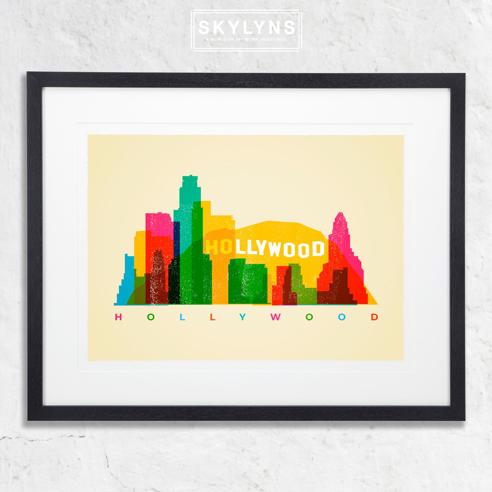 Hollywood skyline print skyline art Hollywood cityscape Etsy