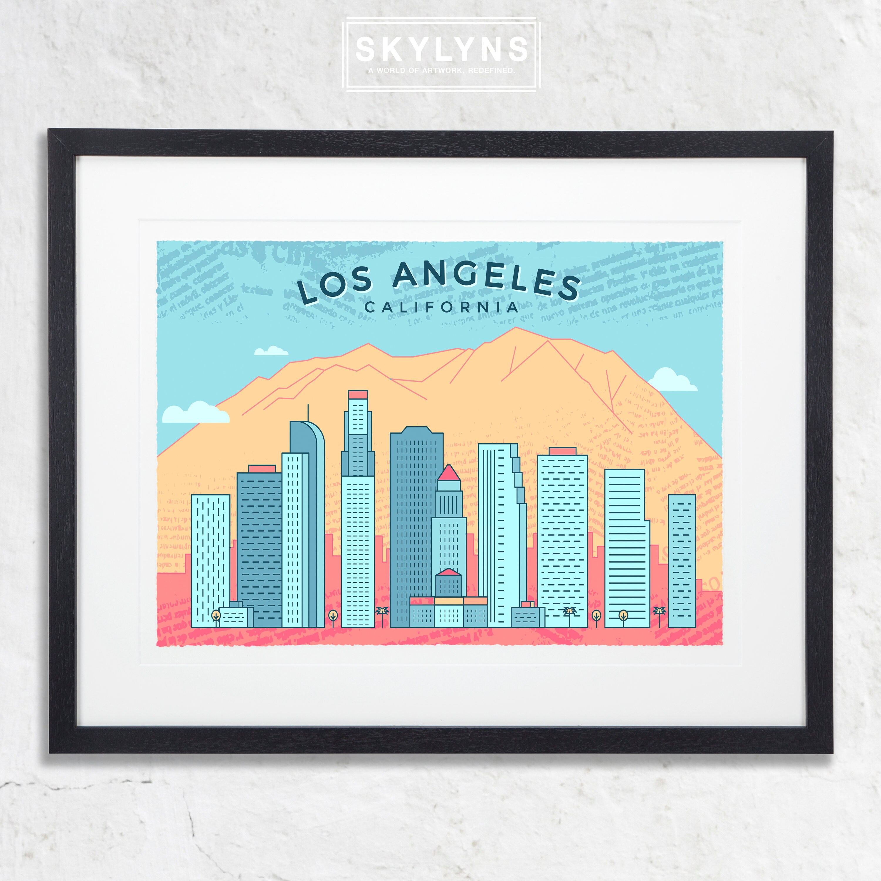 Los Angeles skyline print city art Los Angeles cityscape Etsy