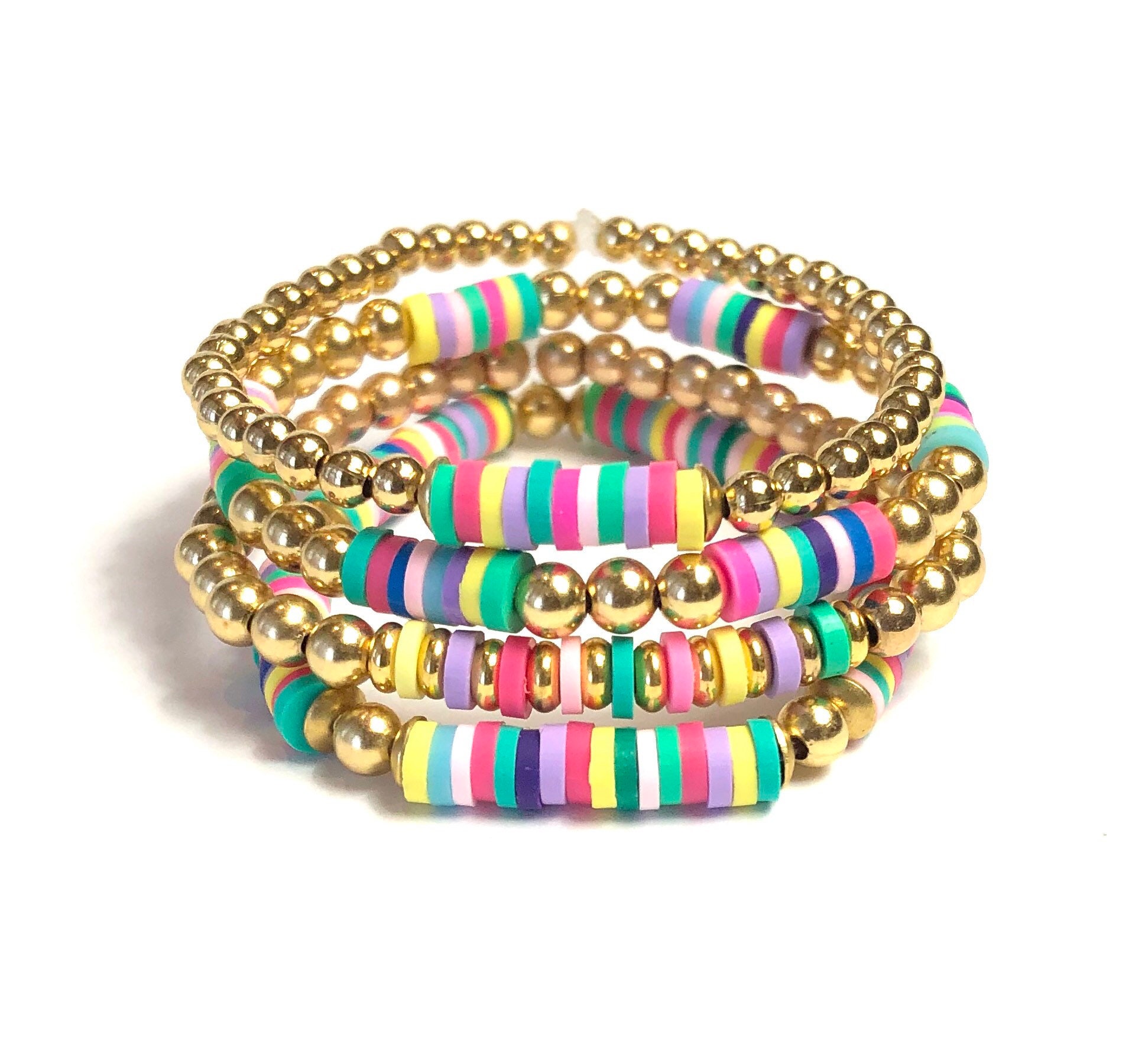 Confetti Bracelets Multi Color Rainbow Bead Bracelets Etsy