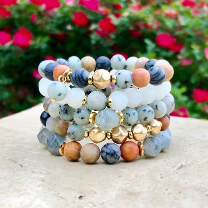 Matte Amazonite Bead Bracelet Amazonite Stretch Bead Etsy