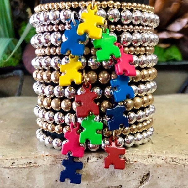 Autism Bracelet, I love someone With Autism, Autism Puzzle Charm, Autism Awareness Bracelet, Autism Puzzle Dangle Charm, Autism Charms