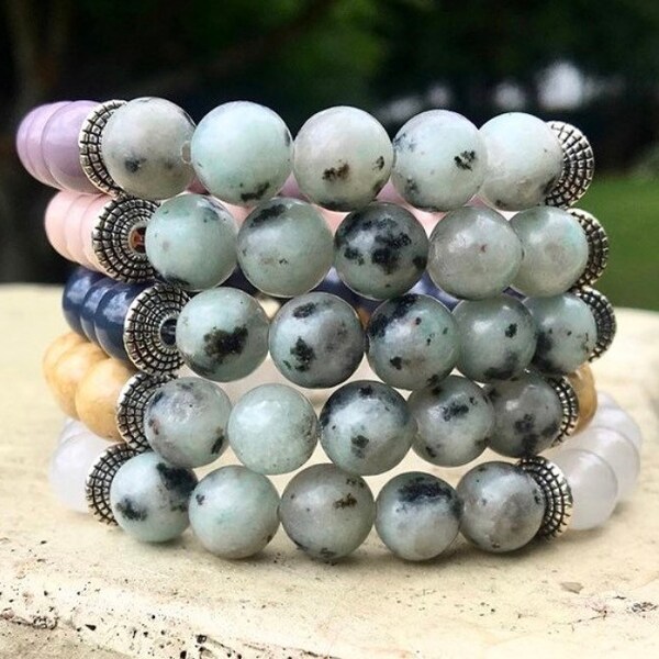 Jasper Bead Bracelet, Stackable Bead Bracelet, howlite bead bracelet, Marble howlite bead bracelet, silver bead bracelet, 6mm, Gemstone