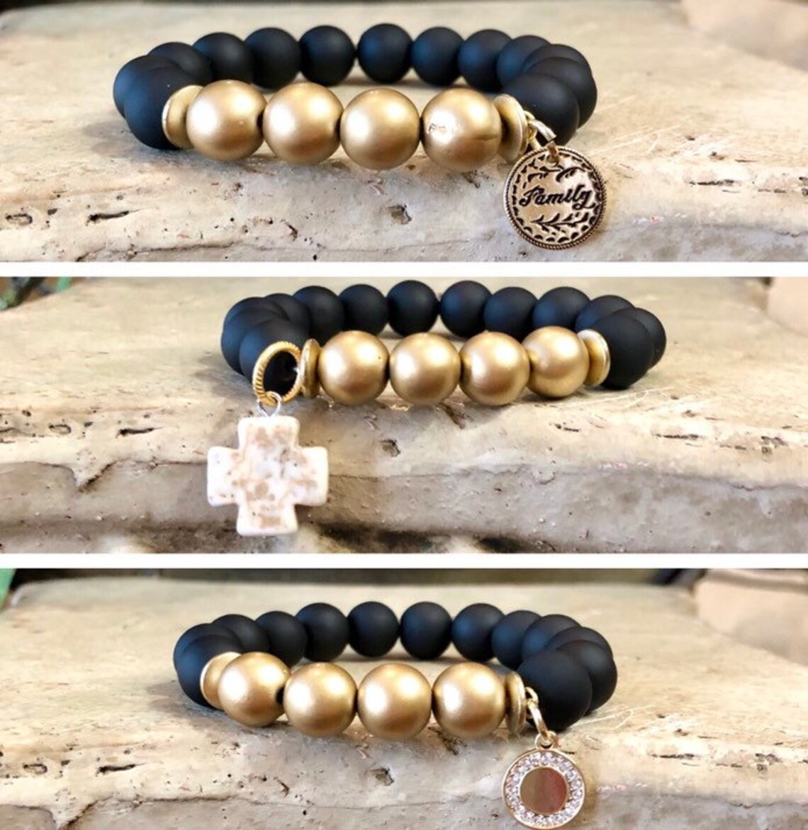 Charm Bead Bracelet Charm Bracelet Cross Charm Bracelet Etsy