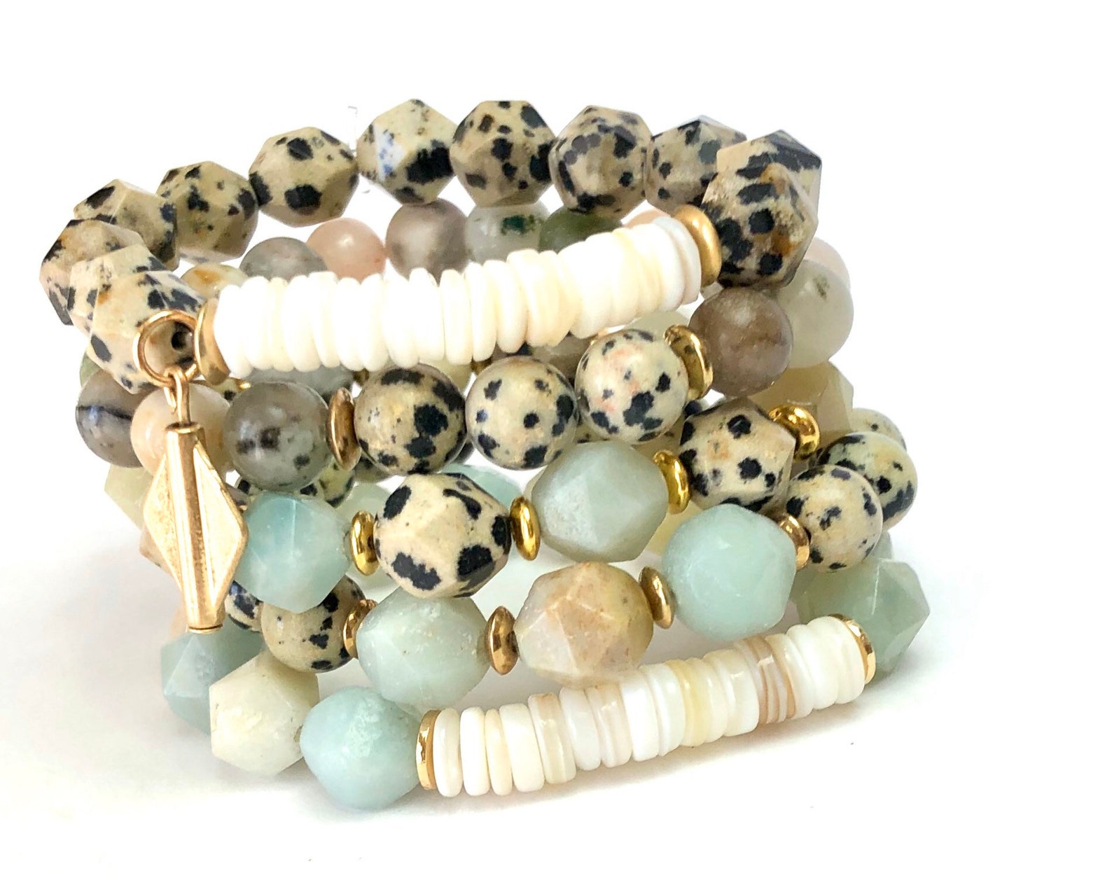 Kinsley Bracelet Set Stack Bead Bracelet Druzy Bracelet Set Etsy
