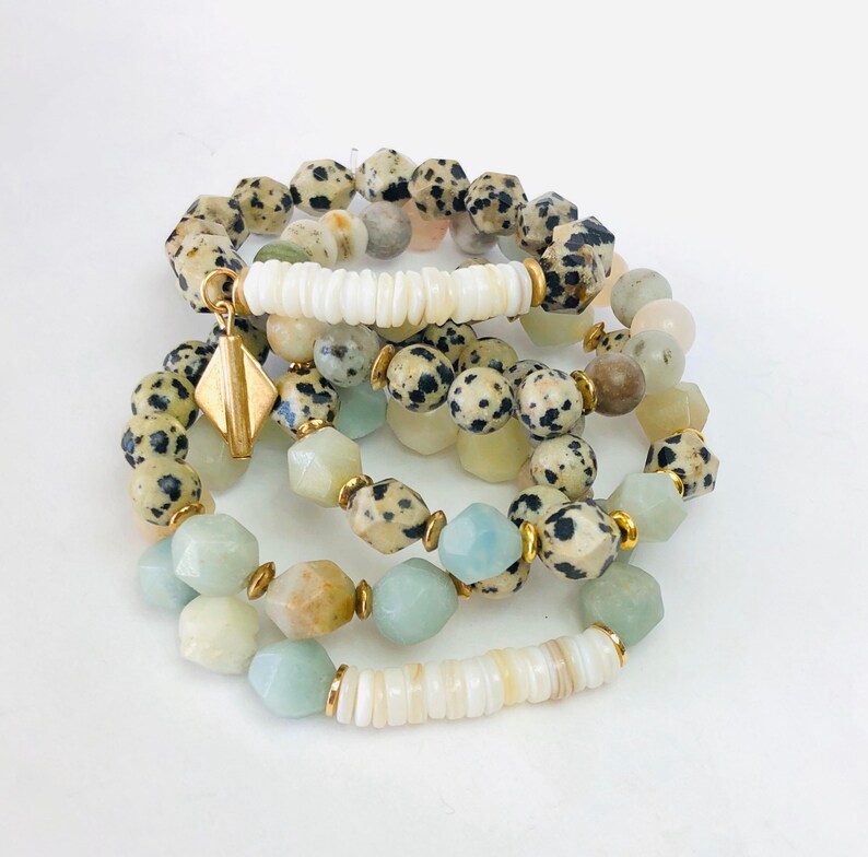 Kinsley Bracelet Set Stack Bead Bracelet Druzy Bracelet Set Etsy