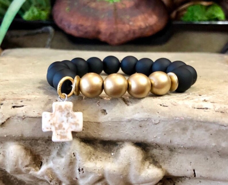 Charm Bead Bracelet Charm Bracelet Cross Charm Bracelet Etsy