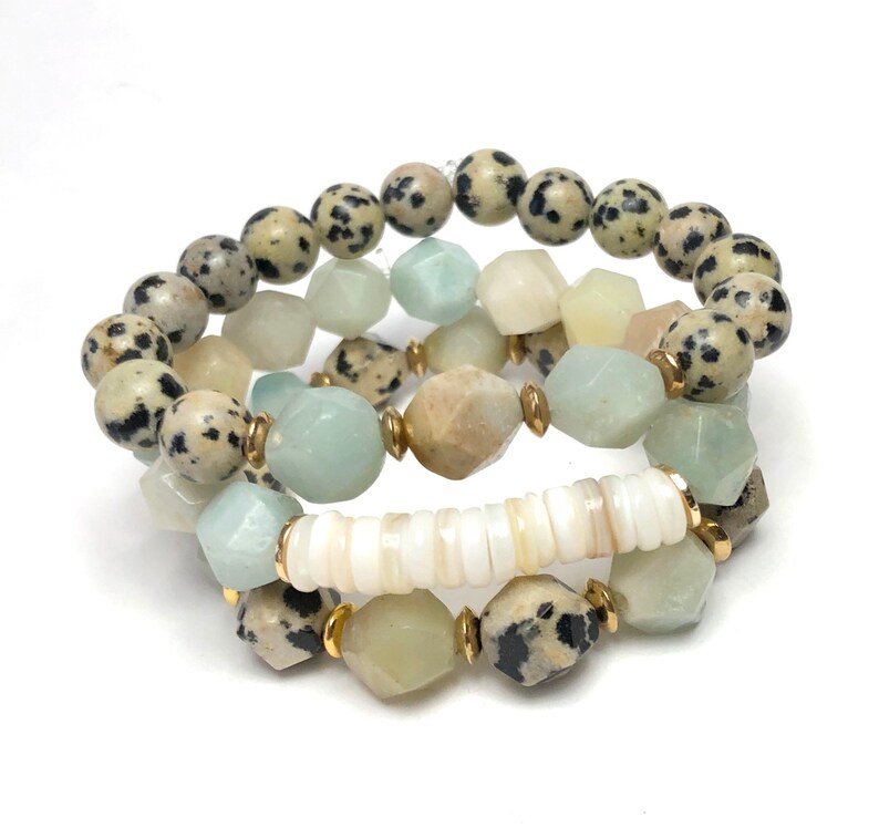 Kinsley Bracelet Set Stack Bead Bracelet Druzy Bracelet Set Etsy