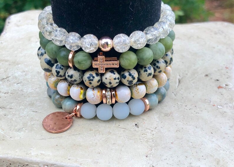 Gemstone Bead Bracelet Gemstone Jewelry Rose Gold Stackable Etsy