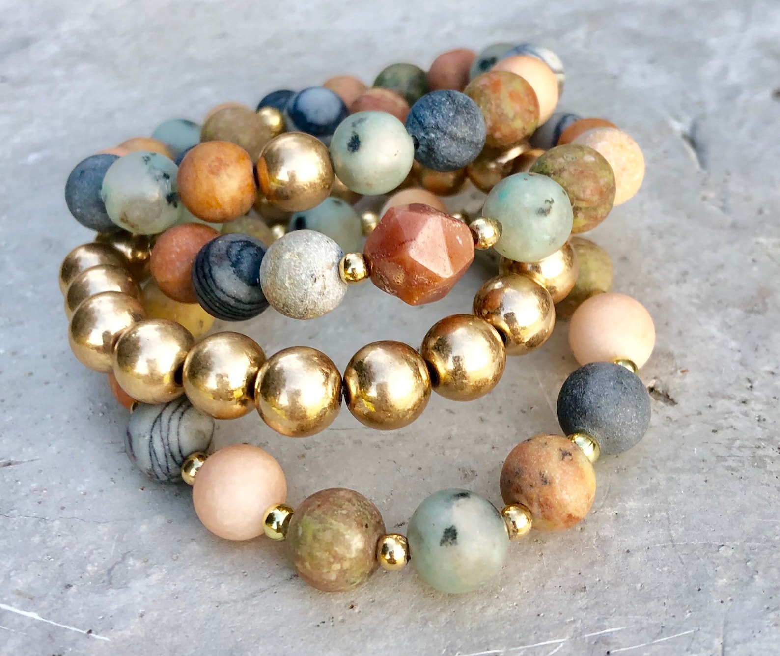 ONLINE EXCLUSIVE Woven Amazonite Stacked Stone Beaded Bracelet 810m