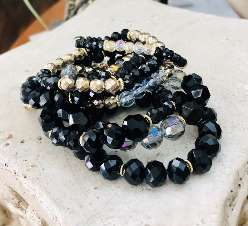 Gemstone Bracelets Gift for her Gemstone Jewelry Czech Beads Christmas Gifts Vintage Gemstone Bracelet Set Czech Bead Bracelets