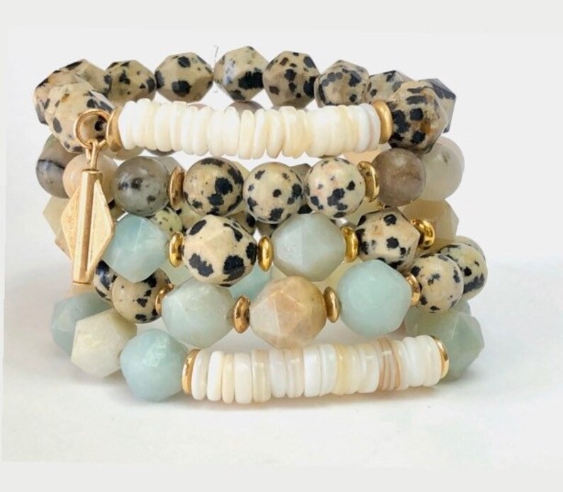 Kinsley Bracelet Set Stack Bead Bracelet Druzy Bracelet Set Etsy