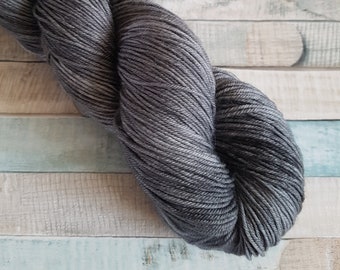 Hand Dyed, Superwash, Merino Nylon, Sock Yarn, 100g, "Cumulonimbus", yarn, knitting, crochet, grey, black, charcoal