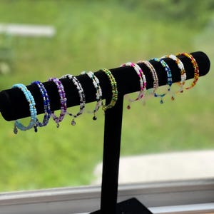 Memory wire beaded bracelets with rhinestones. 2 layers