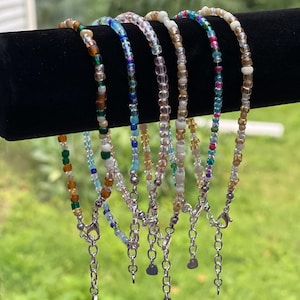 beaded anklets, seed beads, glass beads