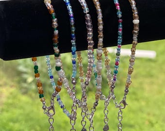 beaded anklets, seed beads, glass beads