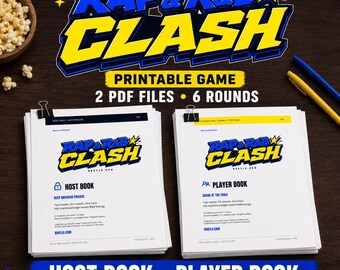Printable Rap and RnB Party Game, Hip Hop Trivia for Teams, Host and Player PDFs, RAP & RnB CLASH