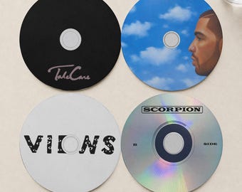 Drake Album Coasters Set of 4, Take Care, Nothing Was the Same, Views, Scorpion, CD Coasters, Music Lover Gift