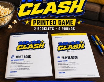 Rap and RnB Party Game Books, Hip Hop Trivia for Teams, Host and Player Booklets, RAP & RnB CLASH