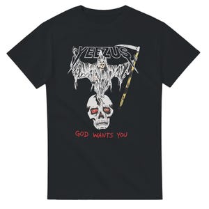 Camiseta da turnê Yeezus 2022 do Kanye West, modelo Reaper & Tour Towns. imagem 1