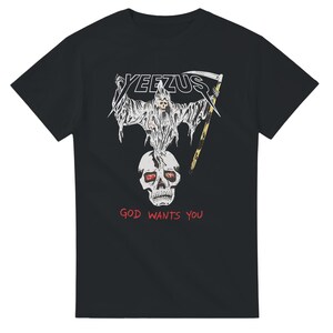 Camiseta da turnê Yeezus 2022 do Kanye West, modelo Reaper & Tour Towns. Black