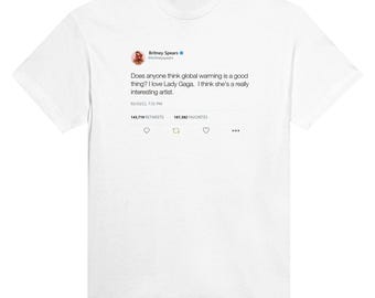 Camiseta Ultra Cotton com Tweet da Britney Spears para Lady Gaga (Aquecimento Global)