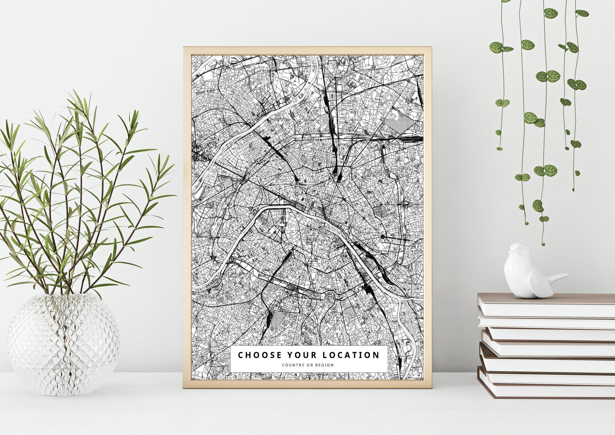 Carte de Ville Personnalisée - Choisissez Un Endroit, Ajoutez Message Personnel Cadeau Voyage, d'ori