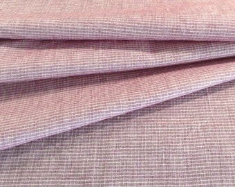 Mauve Fabric with fine grid pattern, burgundy white chambray, Khadi cotton fabric India, indian handloom, fabric by the meter, summer fabric