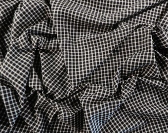 Tissu motif quadrillé Vichy check noir blanc, tissu coton Khadi Inde handloom, vendu au mètre tissu coton indien, technique de tissage chambray
