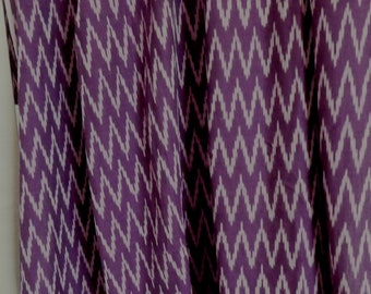 Lilac Purple Ikat Fabric with White ZigZag pattern, Indian cotton fabric, handloom ethnic textile India, fabric by the meter,sewing material