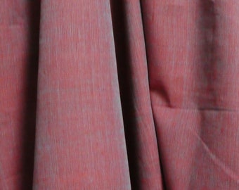 Khadi Cotton Fabric 'Cool Tourmaline', Indian handloom fabric, chambray weave teal cherry red, ethnic textile plain, fabric by the meter