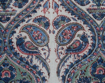 Orientalisches Fliesenmuster in Blau, Blockprintstoff/Indien