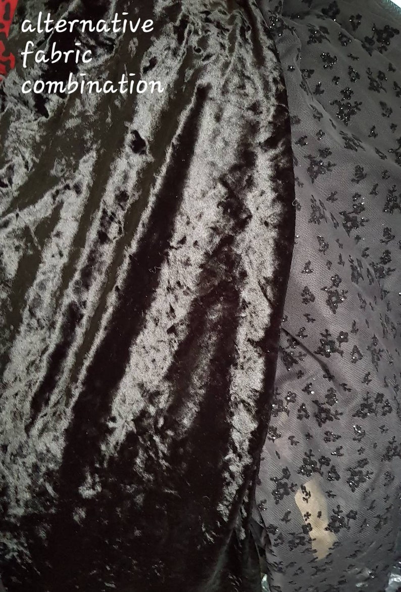 Chantal Tango Skirt in Black Crushed Velvet and Silky Satin Tail.