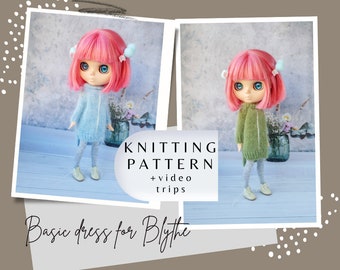 Blythe basic dress pattern, Pattern dress for Blythe, Doll dress knitting pattern, Blythe mood outfit pattern