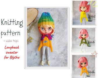 Blythe knit sweater pattern, Tutorial doll sweater, Doll sweater knitting pattern, Blythe doll clothes