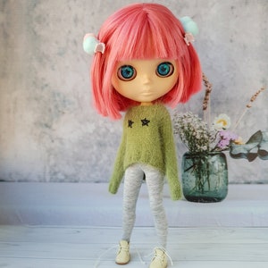 Blythe knit sweater pattern, Tutorial doll sweater, Doll sweater knitting pattern, Blythe doll clothes