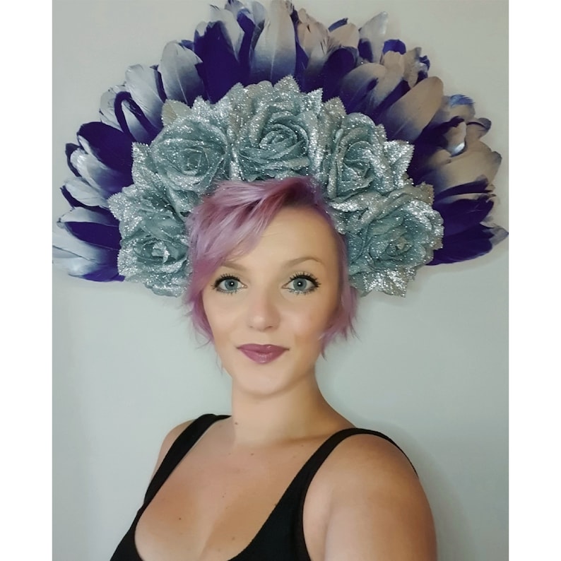 Bespoke Handmade Purple And Silver Feather FestivalHen ...