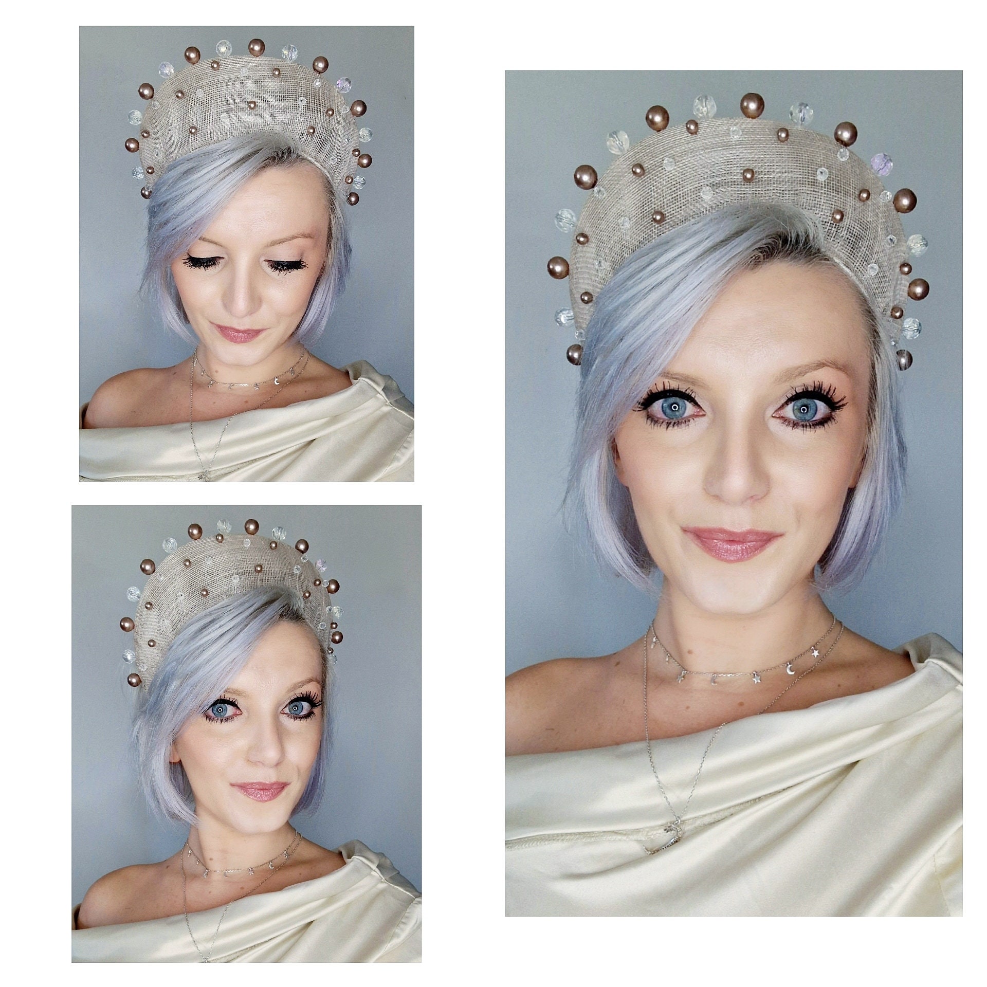 Bespoke Handmade Stunning Statement Cream Headband With  display picture 2