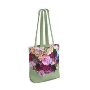 House Of Flowers Collection - Bespoke Handmade Stunning Mixed Floral Tote Bag With Green - Double Sided