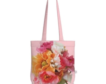 House Of Flowers Collection - Bespoke Handmade Stunning Shades of Pink Blossom Floral Tote Bag - Double Sided