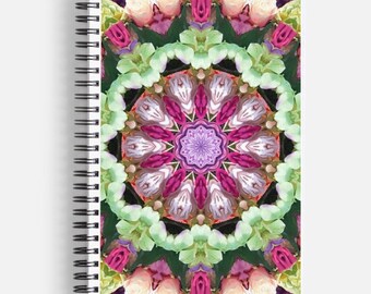 House Of Flowers Collection - Bespoke Stunning Floral Kalidescope A5 Lined Notebook