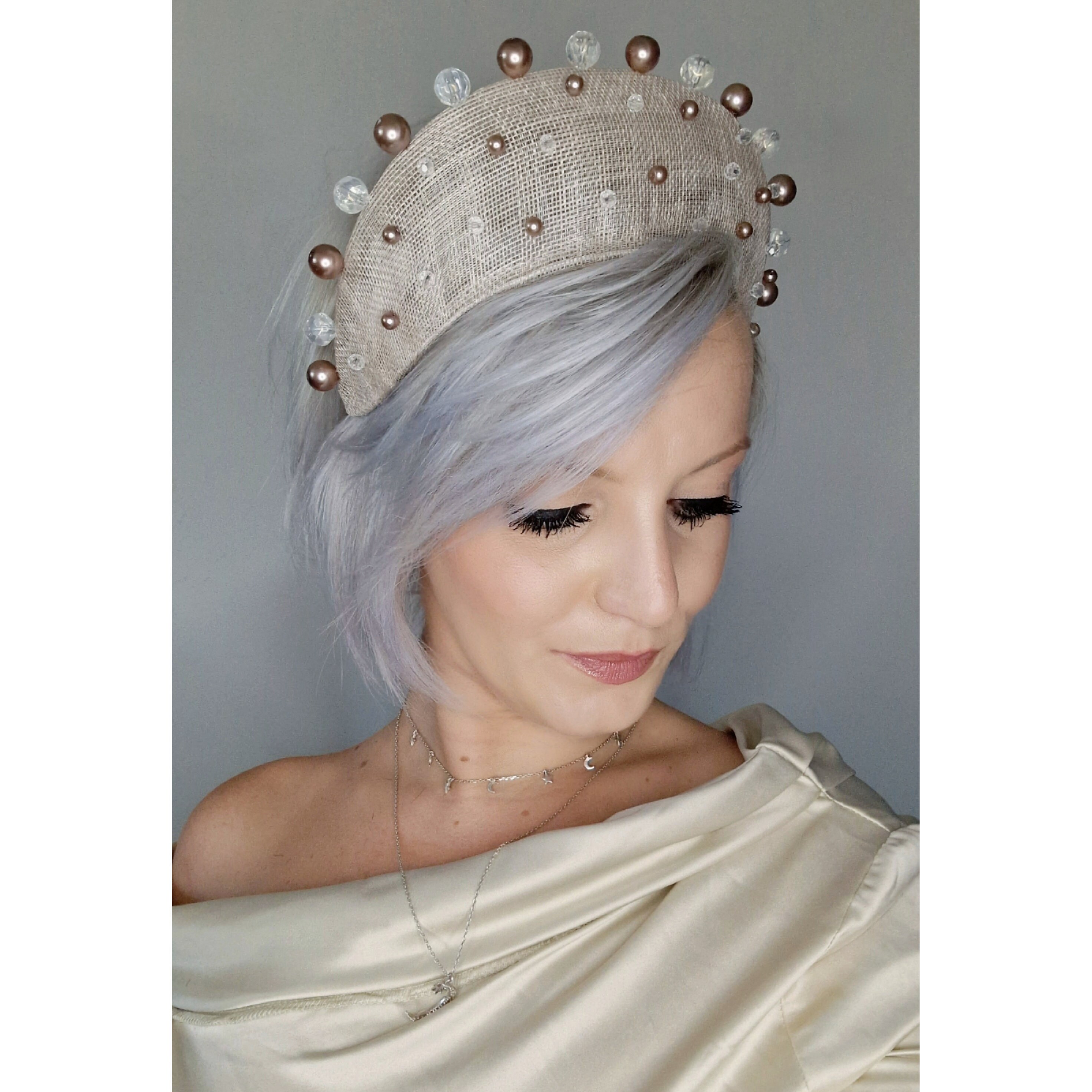 Bespoke Handmade Stunning Statement Cream Headband With  display picture 3