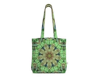 House Of Flowers Collection - Bespoke Handmade Stunning Green Floral Kaleidoscope Tote Bag - Double Sided