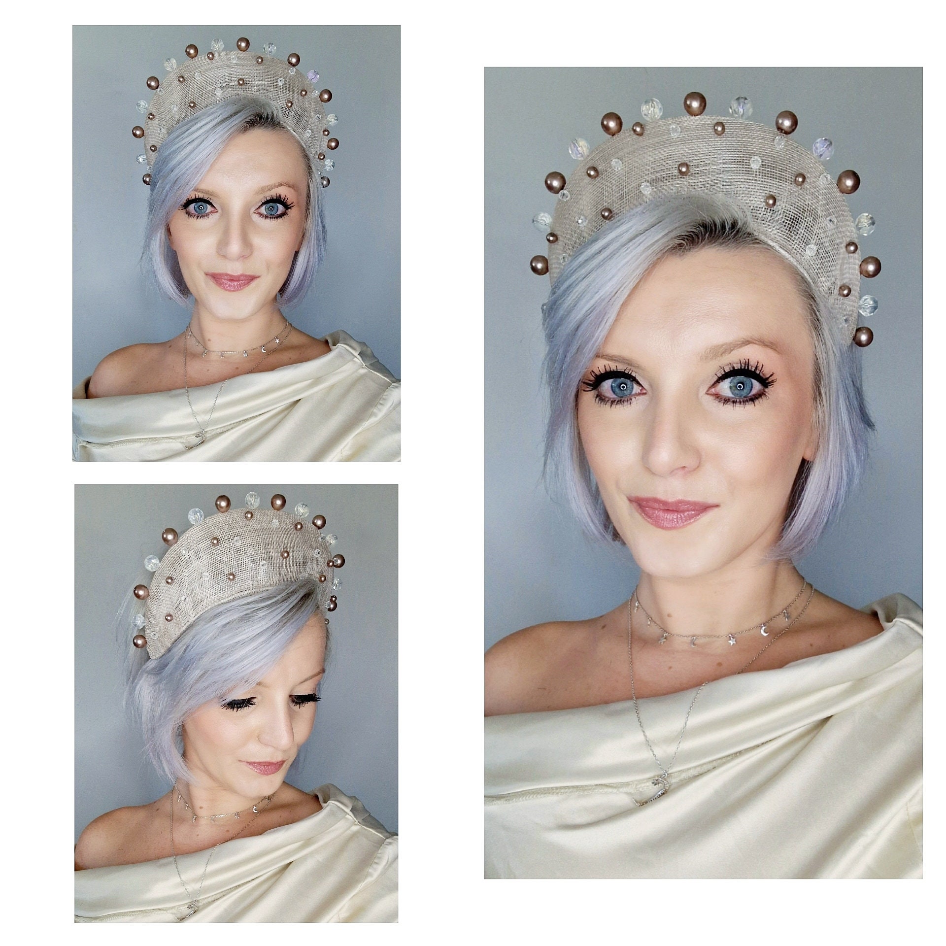 Bespoke Handmade Stunning Statement Cream Headband With 