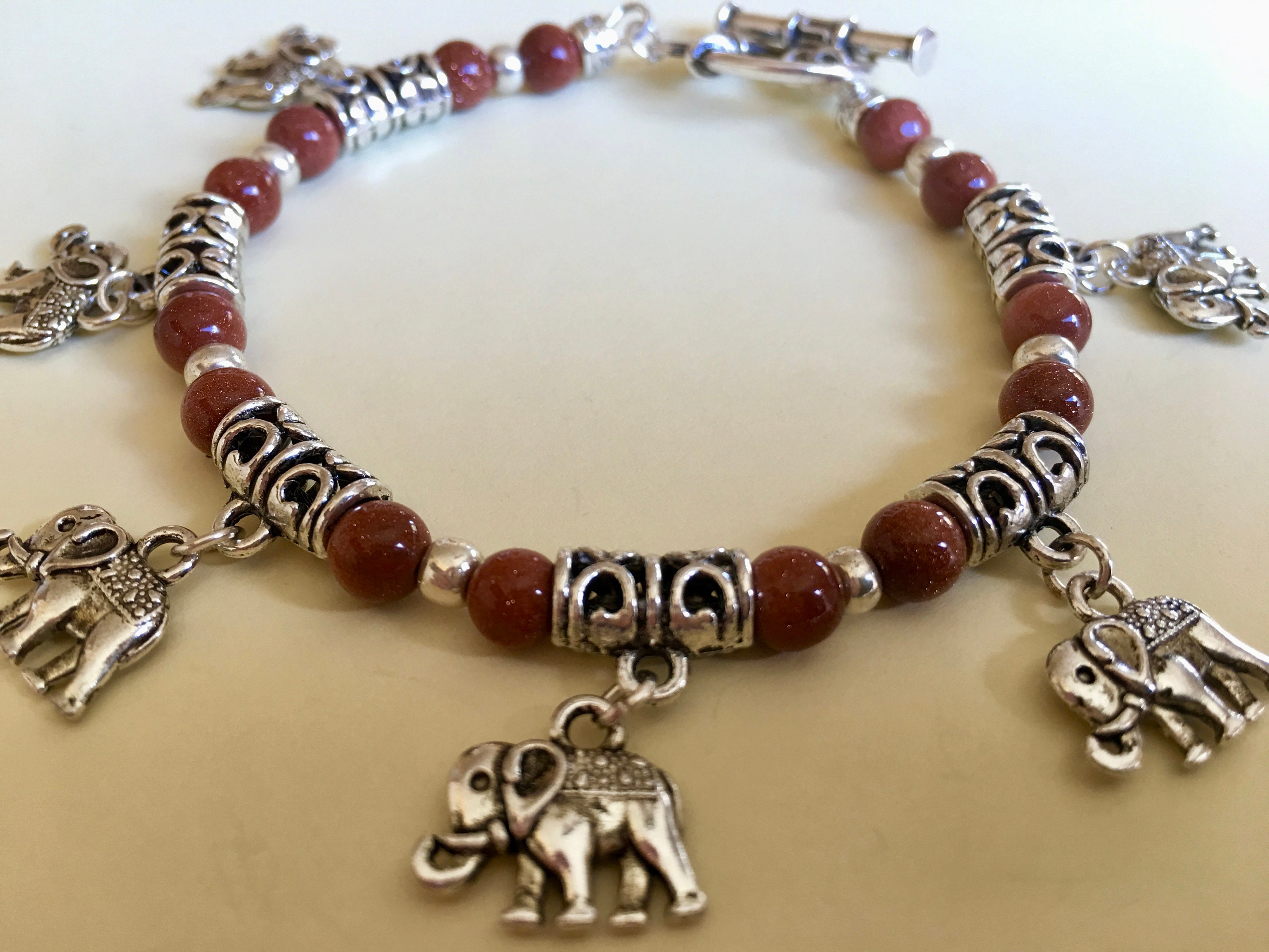 Bracciale Elastico In Ametista Naturale Con Ciondolo Elefante, 8 Mm, Regalo Guarigione E Forza
