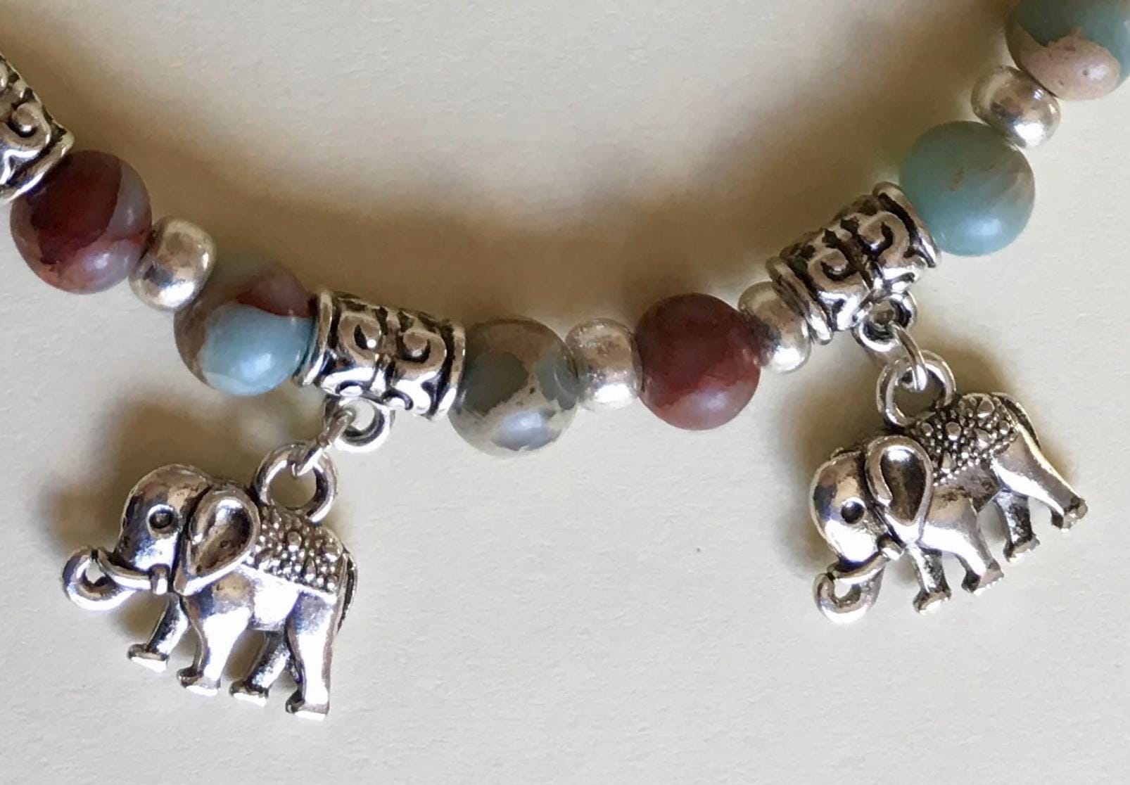 Bracciale Elastico In Ametista Naturale Con Ciondolo Elefante, 8 Mm, Regalo Guarigione E Forza