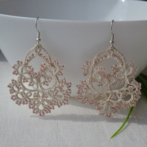 Delicate Lace Earrings 'Waterfall', Wedding Earrings, Ocasion Jewelry, Tatted Lace Earrings, Gift for women zdjęcie 3