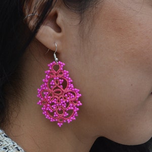 Tatting Earrings 'Penelopa', Unique Earrings, Chandelier Earrings, Statement Earrings, Victorian Jewelry, Women Accessories, Boho earrings zdjęcie 2