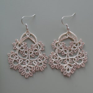 Delicate Lace Earrings 'Waterfall', Wedding Earrings, Ocasion Jewelry, Tatted Lace Earrings, Gift for women Beige