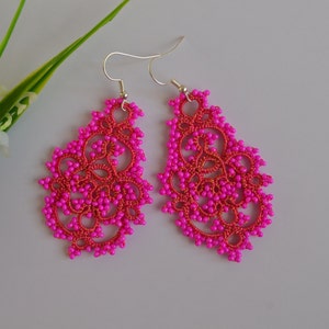 Tatting Earrings 'Penelopa', Unique Earrings, Chandelier Earrings, Statement Earrings, Victorian Jewelry, Women Accessories, Boho earrings zdjęcie 8